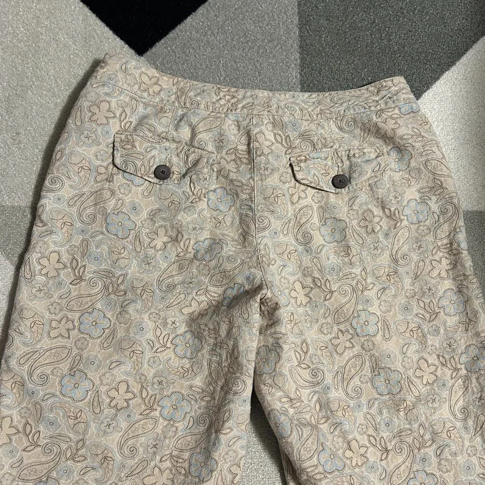 Christopher & Banks Tan Floral/Paisley Linen Blend Capris Women's Size 10 - Picture 6 of 9